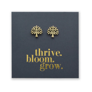 Stainless Steel Earring Studs - Thrive Bloom Grow - TREE