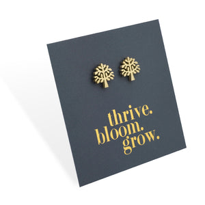 Stainless Steel Earring Studs - Thrive Bloom Grow - TREE