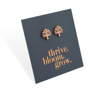 Stainless Steel Earring Studs - Thrive Bloom Grow - TREE