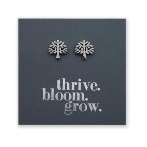 Stainless Steel Earring Studs - Thrive Bloom Grow - TREE