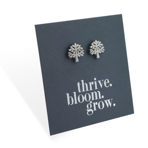 Stainless Steel Earring Studs - Thrive Bloom Grow - TREE