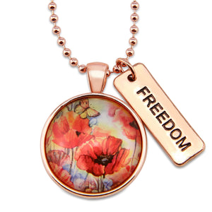 Poppies Collection | Rose Gold 'Freedom' Necklace - Water Wash Poppies