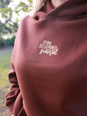 Worthy Beautiful Brave Relaxed Hoodie - Chestnut Brown
