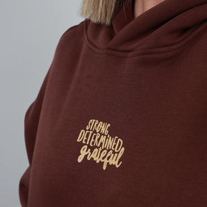 Worthy Beautiful Brave Relaxed Hoodie - Chestnut Brown