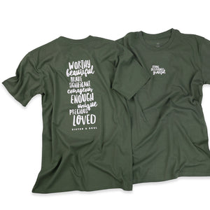Worthy Beautiful Brave Longline T-Shirt – Basil Green