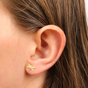 Yellow Dragonfly - Sterling Silver Studs - Girl You're Amazing (2407-F)