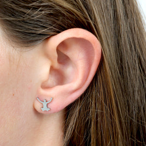 Stainless Steel Earring Studs - Breathe Relax Enjoy - YOGA