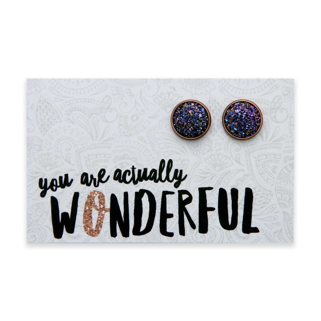 SPARKLEFEST - You Are Actually Wonderful - Metallic Druzy Earrings set in Copper - Gloss (11532)