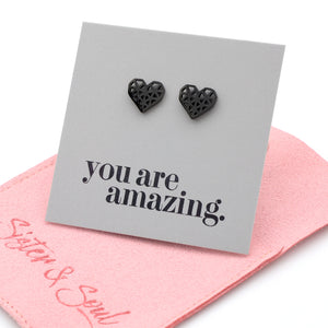 Stainless Steel Earring Studs - You Are Amazing - Big Geo Hearts