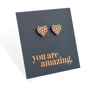 Stainless Steel Earring Studs - You Are Amazing - Big Geo Hearts