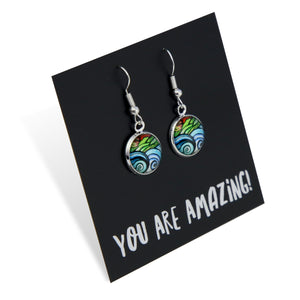 Heart & Soul Collection - You Are Amazing - Silver Dangle Earrings - Ocean and Earth (12245)