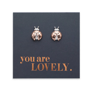 Bold Beetle - Sterling Silver Studs With Rose Gold - You Are Lovely (12863)