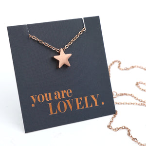 You are lovely - Star - Stainless Steel Rose Gold Necklace (11835)