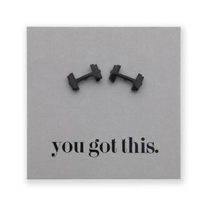 Stainless Steel Earring Studs - You Got This - DUMBBELLS