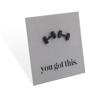 Stainless Steel Earring Studs - You Got This - DUMBBELLS
