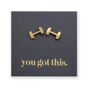 Stainless Steel Earring Studs - You Got This - DUMBBELLS