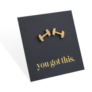 Stainless Steel Earring Studs - You Got This - DUMBBELLS