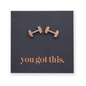 Stainless Steel Earring Studs - You Got This - DUMBBELLS