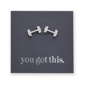 Stainless Steel Earring Studs - You Got This - DUMBBELLS