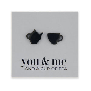 Stainless Steel Earring Studs - You & Me And A Cup of Tea - TEA TIME