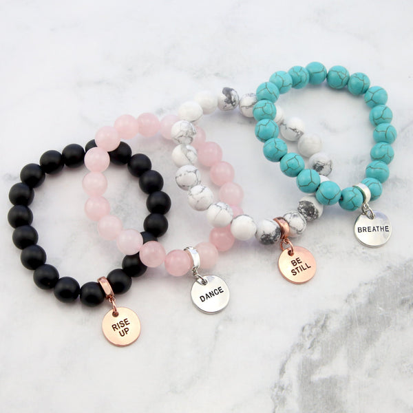 Create Your Own Bracelet - Stone Beads & Word Charm