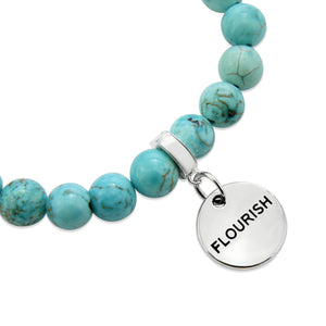 aqua breeze stone bead bracelet stack with motivational word charms