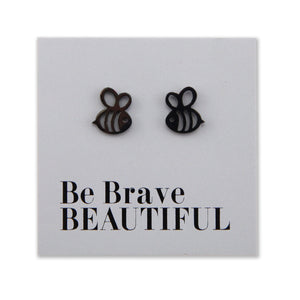 Stainless Steel Earring Studs - Be Brave Beautiful - BEE