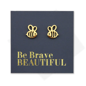 Stainless Steel Earring Studs - Be Brave Beautiful - BEE