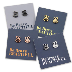 Stainless Steel Earring Studs - Be Brave Beautiful - BEE