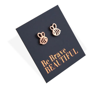 Stainless Steel Earring Studs - Be Brave Beautiful - BEE