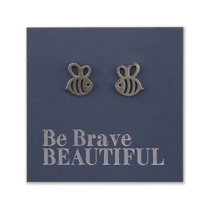 Stainless Steel Earring Studs - Be Brave Beautiful - BEE