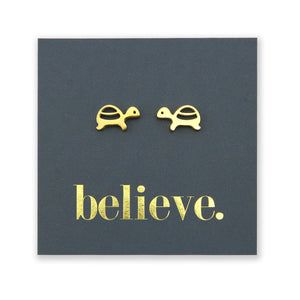 Stainless Steel Earring Studs Believe TURTLES silver, rose gold, gold, black
