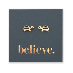 Stainless Steel Earring Studs Believe TURTLES silver, rose gold, gold, black