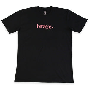Black Plus Size Women's Tee with Pink Brave Print. Corporate Fundraiser for The National Breast Cancer Foundation