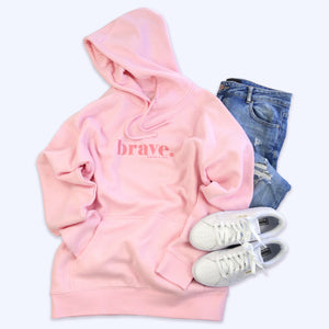 Pink Brave Hoodie with Pink Print. Fundraiser for The National Breast Cancer Foundation