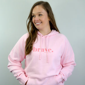 Pink Brave Hoodie with Pink Print. Fundraiser for The National Breast Cancer Foundation