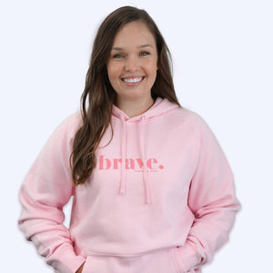 Pink Brave Hoodie with Pink Print. Fundraiser for The National Breast Cancer Foundation