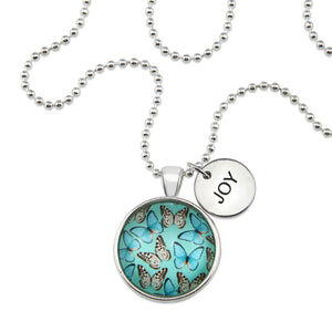 Heart & Soul Wings - Bright Silver ' JOY ' Necklace - Butterfly Flutter (10924)