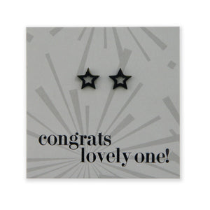 Stainless Steel Earring Studs - Congrats Lovely One - OPEN STARS