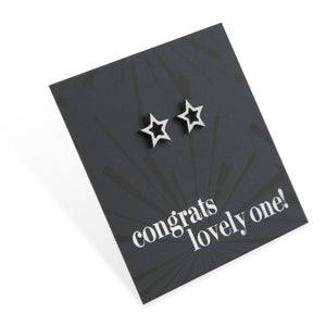 Stainless Steel Earring Studs - Congrats Lovely One - OPEN STARS
