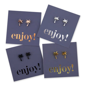 Stainless Steel Earring Studs - Enjoy - PALM TREE