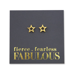 Stainless Steel Earring Studs - Fierce Fearless Fabulous - OPEN STARS