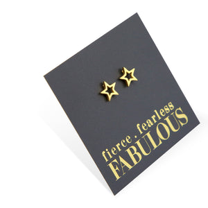 Stainless Steel Earring Studs - Fierce Fearless Fabulous - OPEN STARS