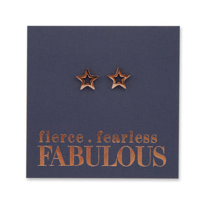 Stainless Steel Earring Studs - Fierce Fearless Fabulous - OPEN STARS