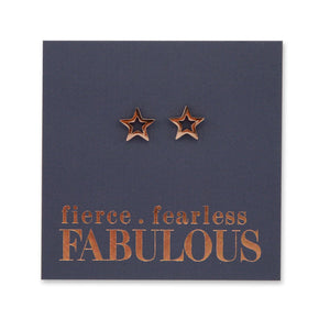 Stainless Steel Earring Studs - Fierce Fearless Fabulous - OPEN STARS