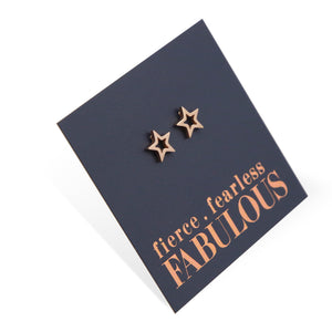 Stainless Steel Earring Studs - Fierce Fearless Fabulous - OPEN STARS
