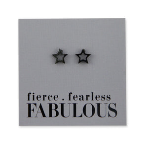 Stainless Steel Earring Studs - Fierce Fearless Fabulous - OPEN STARS