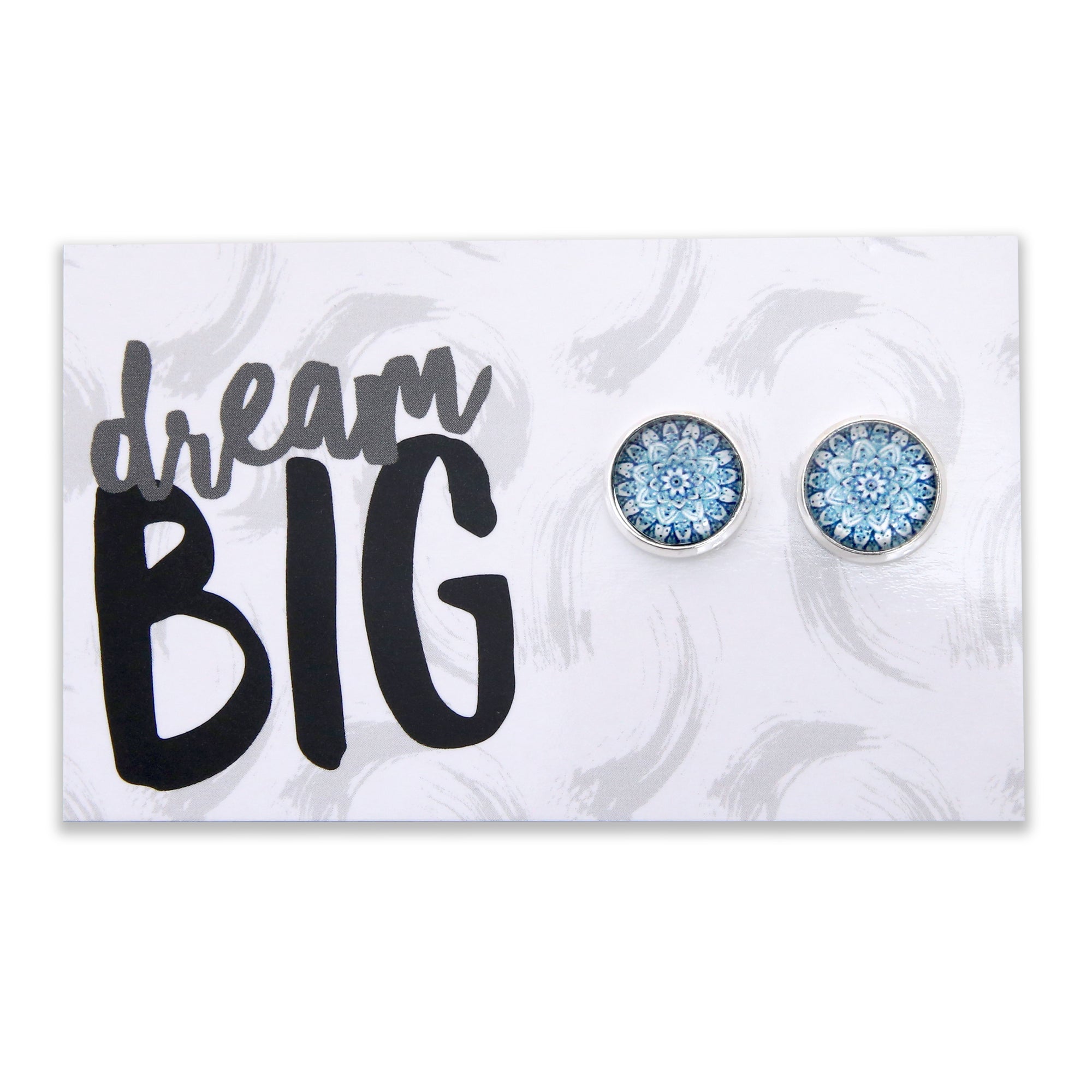 Dream Big - Bright Silver 12mm Circle Studs - Floral Ice (8601)