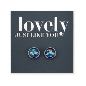 Lovely Just Like You - Silver Stainless Steel 8mm Circle Studs - Galaxy (11345)