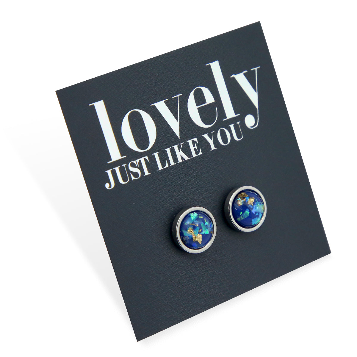Lovely Just Like You - Silver Stainless Steel 8mm Circle Studs - Galaxy  (11345)
